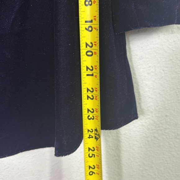 Lauren Ralph Lauren Black Label Velvet Button Down Puff Sleeve Top Purple size 8 - Picture 4 of 10